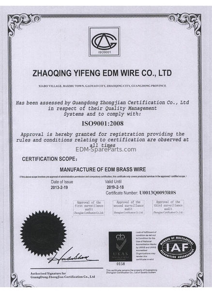 ประเทศจีน WEDOO CNC EDM TOOLS CO. LTD รับรอง